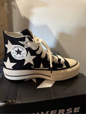 Converse Black High Top Sneakers with White Stars